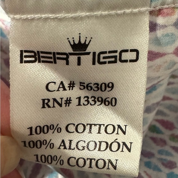 BERTIGO SHORT SLEEVE SHIRT DAIMON Bright Multicolor Pattern Men’s Size Large - Picture 11 of 13